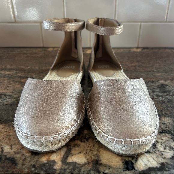 NEW $140~Eileen Fisher~LALA Gold Leather Ankle Strap Espadrille Flats~8/8.5 - Picture 4 of 11
